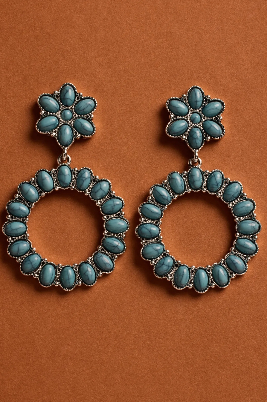 STONE FLOWER DROP EARRINGS, image 2