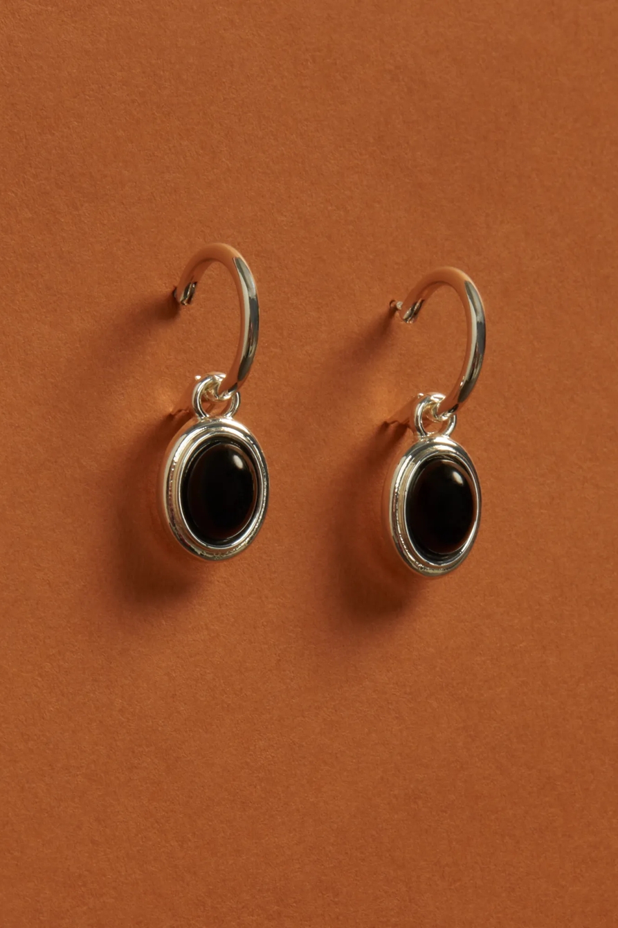 ONYX CHARM HOOP EARRINGS, image 2