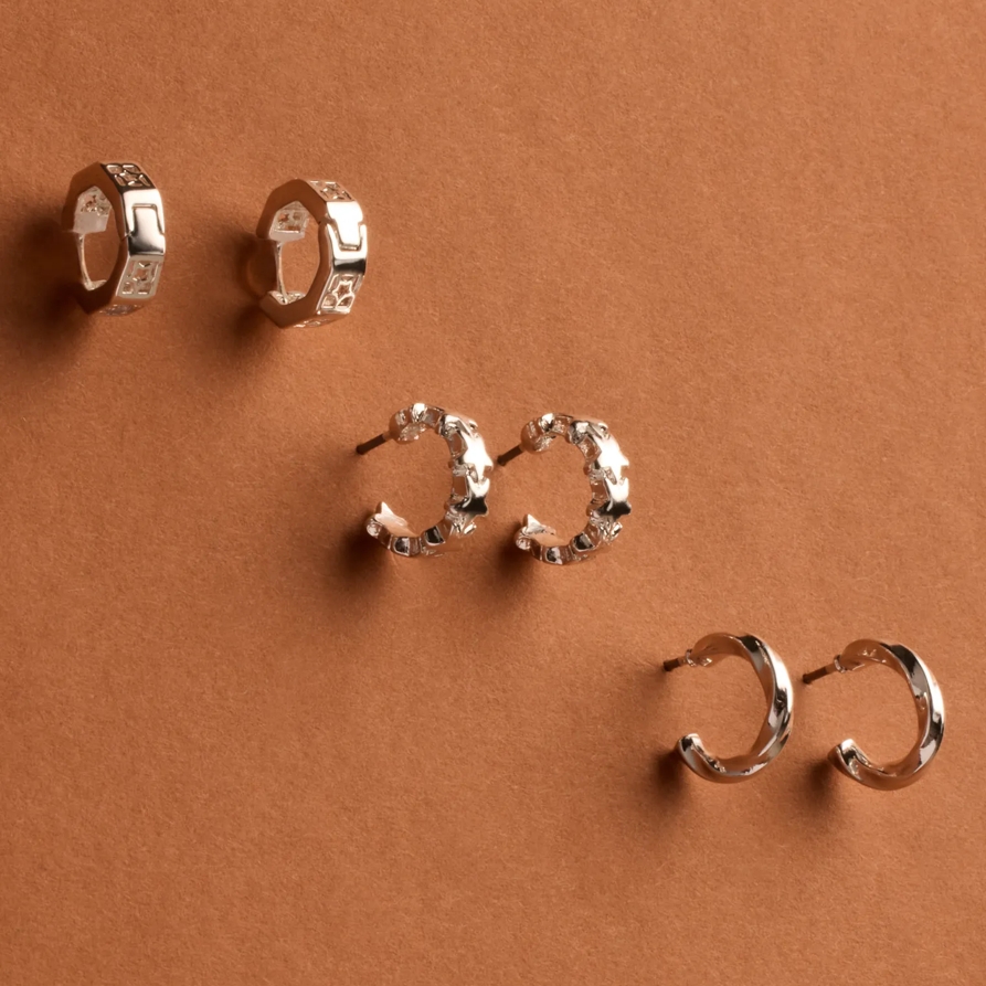 Lucky Brand Star Hoop Earring Set - Women's Ladies Accessories Jewelry Earrings