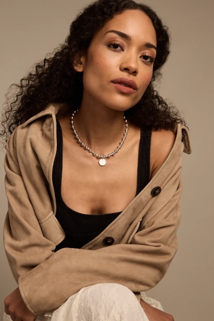 BALL CHAIN NECKLACE W/ SIGNET, image 2