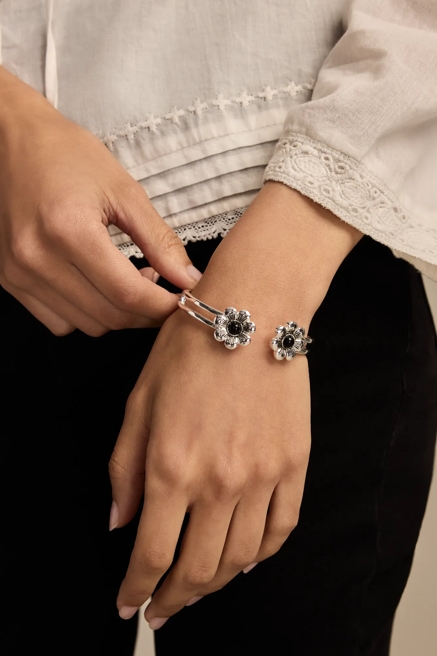 ONYX FLOWER CUFF BRACELET, image 1