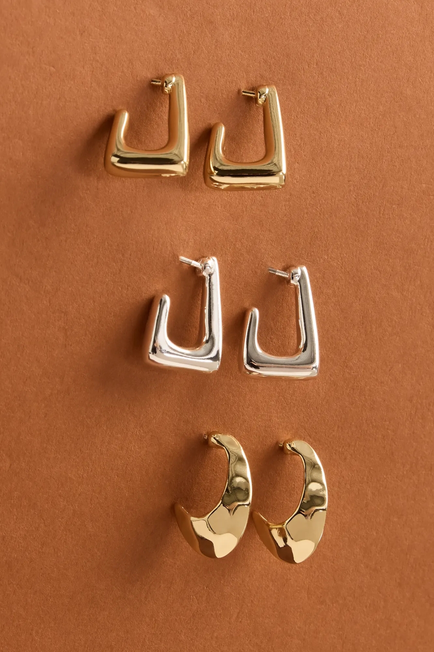 J SHAPE HOOP EARRINGS SET, image 2