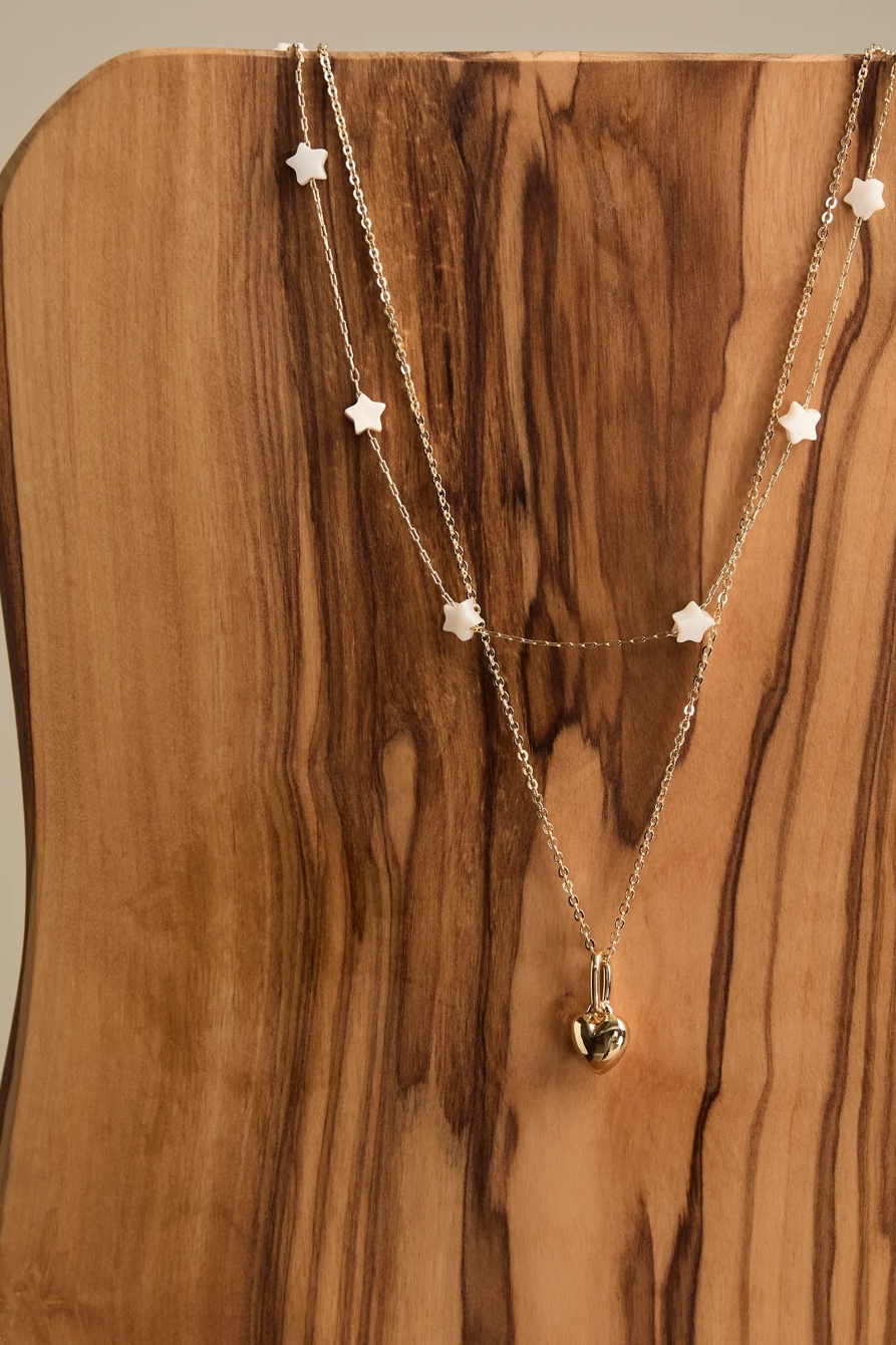 HEART AND STAR STONE NECKLACE SET, image 2
