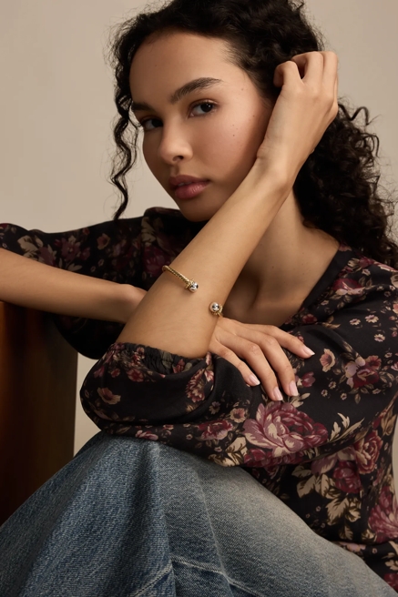 TWO TONE TWISTED BALL CUFF BRACELET, image 2