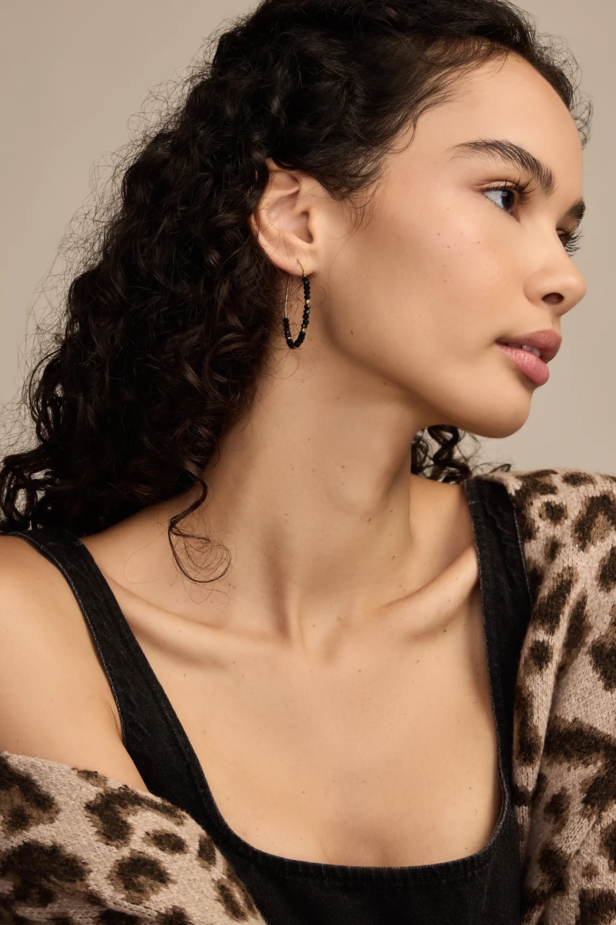 ONYX TEARDROP HOOP EARRINGS, image 2