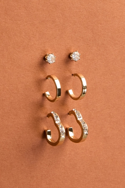 HEART HOOP AND STUD EARRING SET, image 1