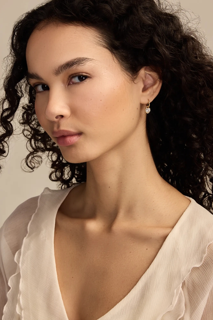 CRYSTAL HEART AND HOOP STUD EARRINGS SET, image 2