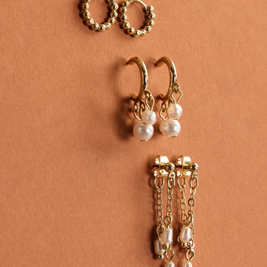 Lucky Brand Pearl Drop Hoop And Stud Earring Set - Women's Ladies Accessories Jewelry Earrings