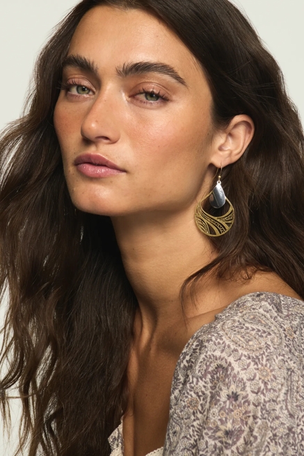 Gold Deco Drop Earrings, image 1