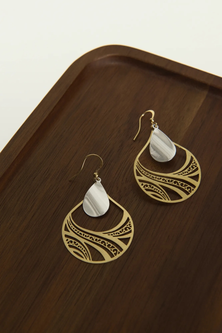 Gold Deco Drop Earrings, image 2