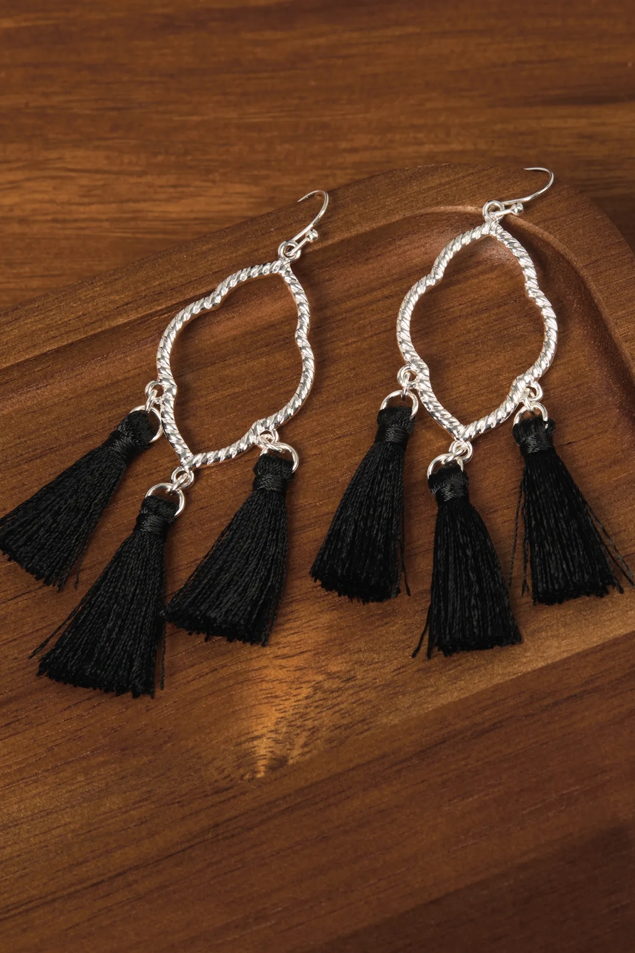 Clover with Tassel Drop Earrings, image 2