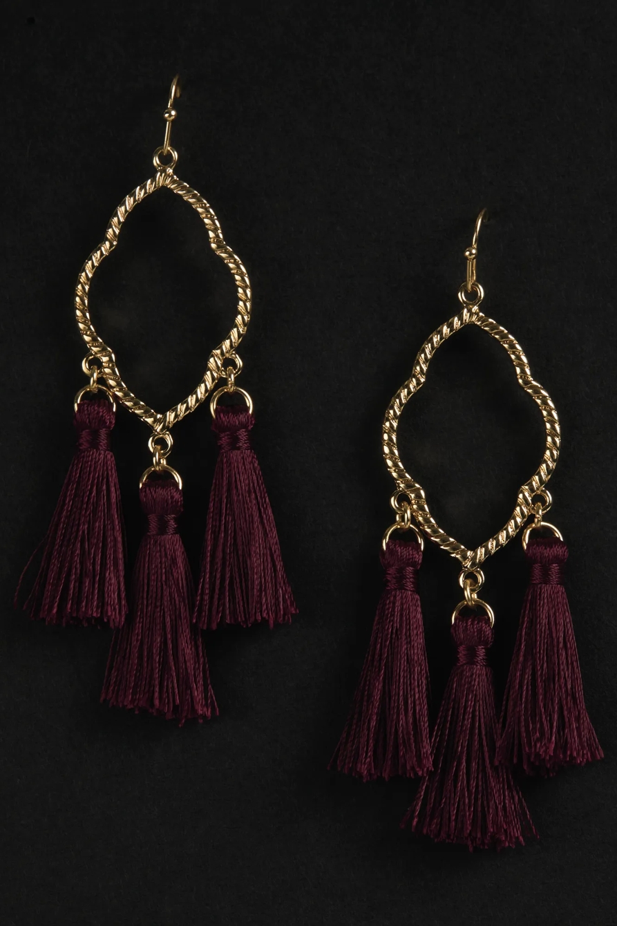 Clover with Tassel Drop Earrings, image 2