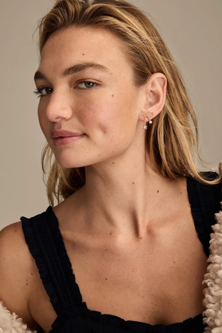 Pearl Heart and Bow Earring set, image 2