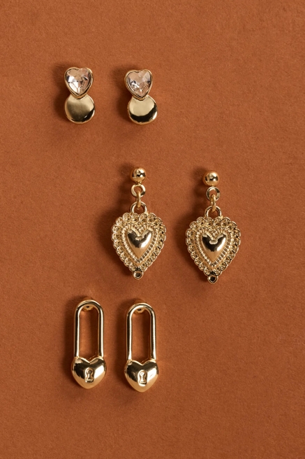 Heart Lock Earring Set, image 1