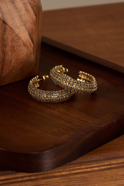 Wide Grey Crystal Hoop Earrings, image 2