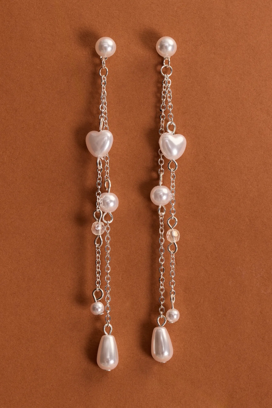 Pearl Heart Drop Earrings, image 2