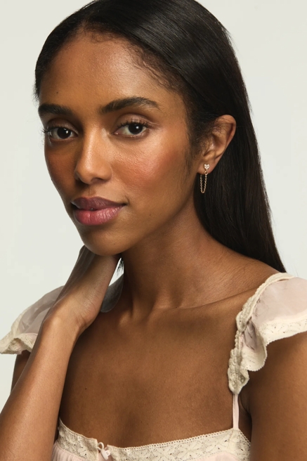 Crystal Heart and Star Drop Chain Earrings, image 2