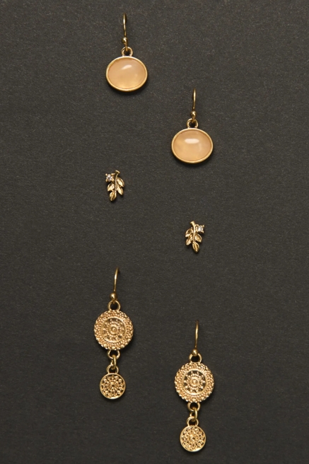 Round Drop and Leaf Studs, image 1
