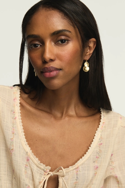 Double Disc Drop Earrings, image 2