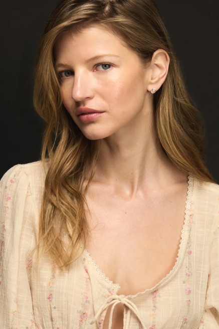 Round Cut Crystal and Pearl Stud Set, image 2