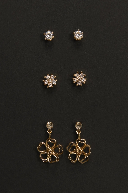 Studs and Flower Drop Earrings, image 1