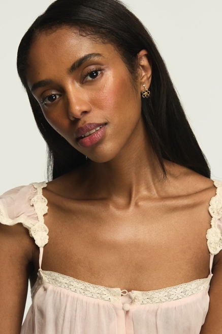 Studs and Flower Drop Earrings, image 2