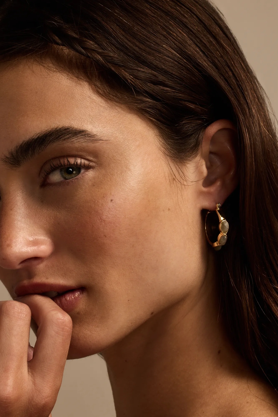 STONE HOOP EARRINGS, image 2
