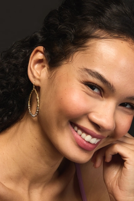 Beaded Drop Hoop Earrings, image 1