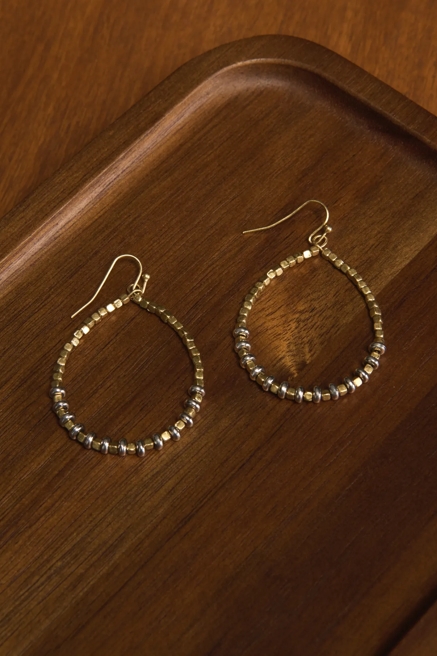 Beaded Drop Hoop Earrings, image 2