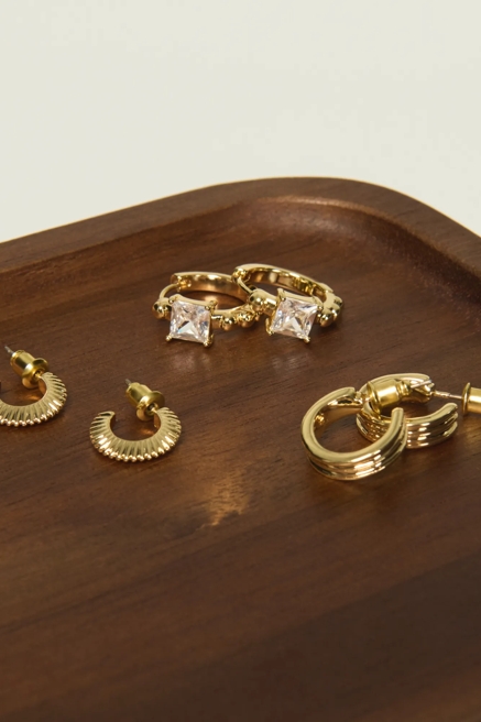 Drop Crystal and Hoop Earrings Set, image 1