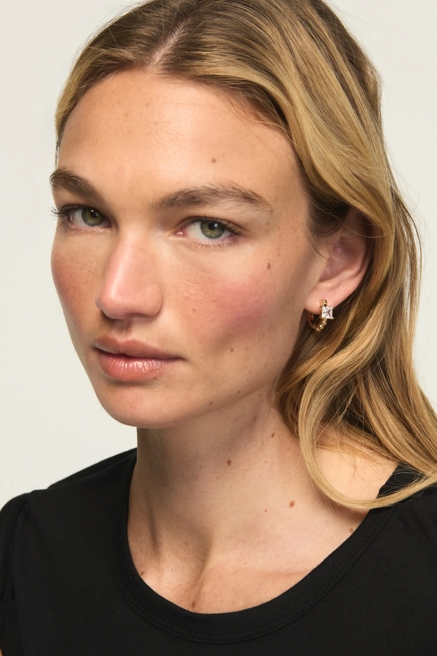 Drop Crystal and Hoop Earrings Set, image 2