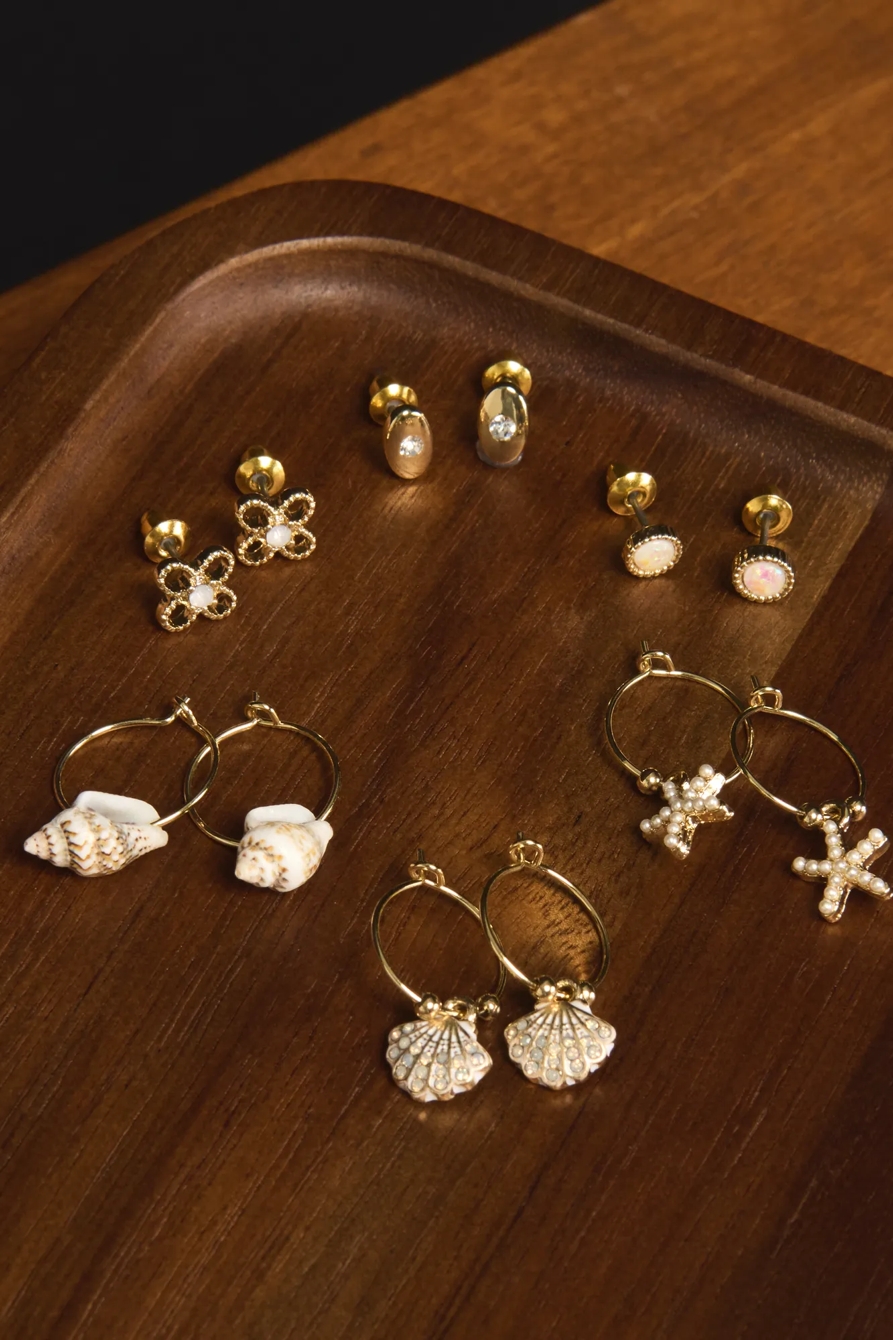 Crystal Sea Shell and Starfish Earring Set, image 1