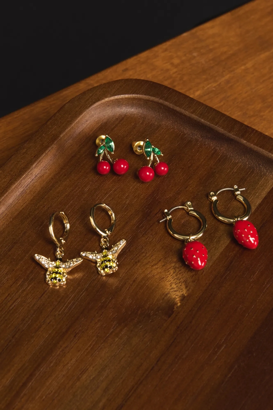 Berry and Bee Charm Earring Set, image 2
