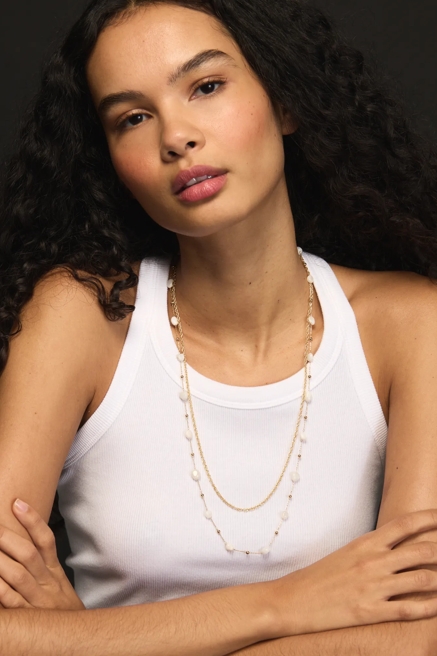 Layered Chain and Crystal Necklace, image 1