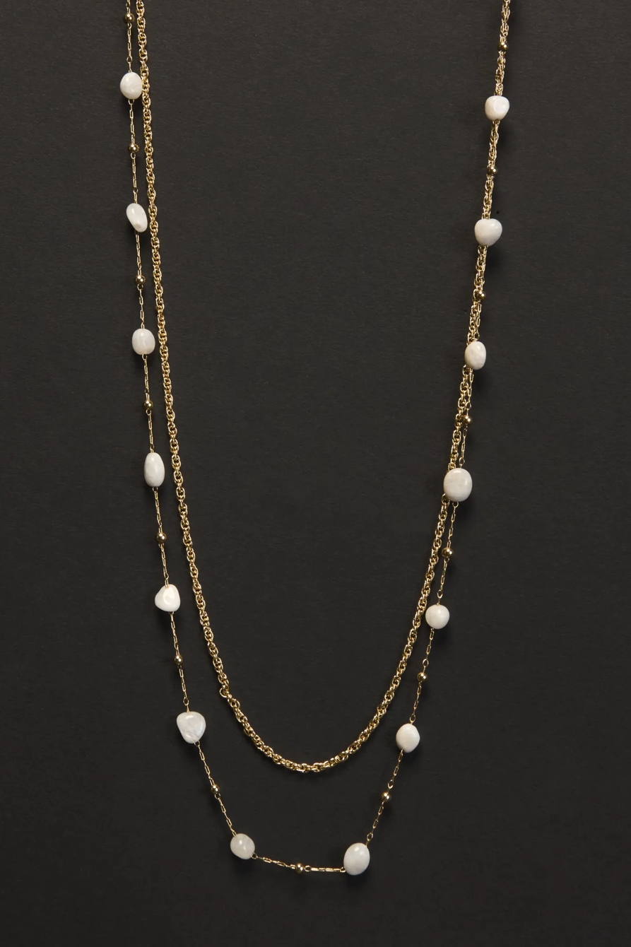 Layered Chain and Crystal Necklace, image 2