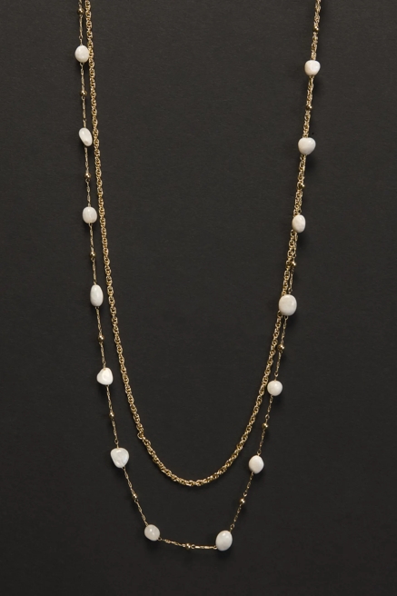 Layered Chain and Crystal Necklace, image 2