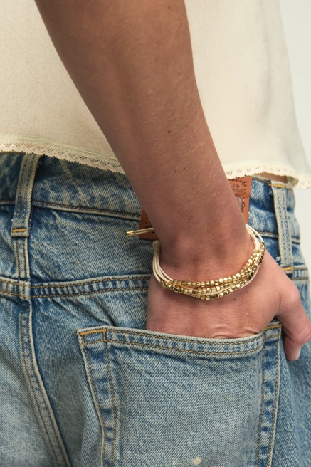 Multi Layered Beaded Pull-Tie Bracelet, image 1