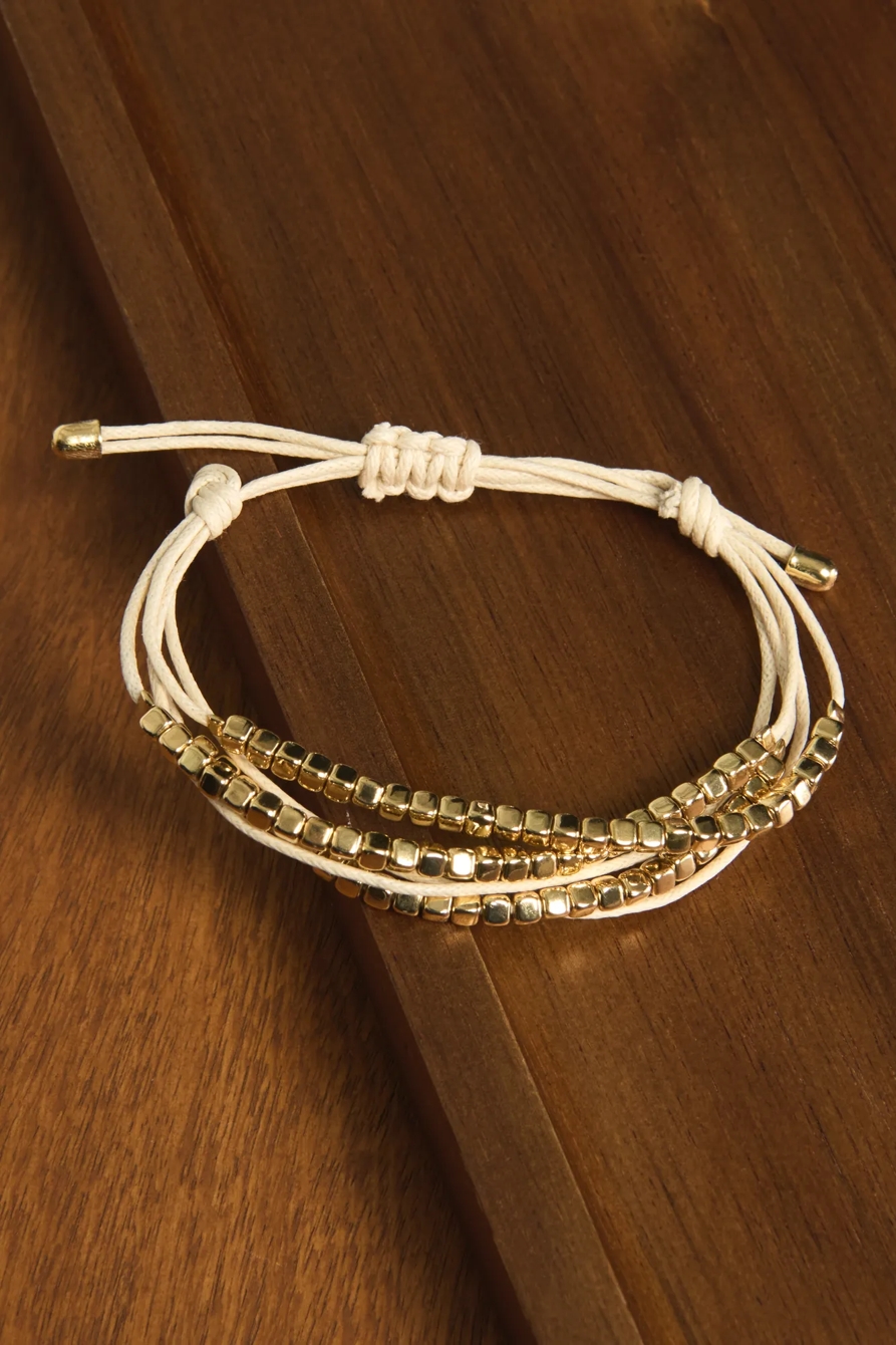 Multi Layered Beaded Pull-Tie Bracelet, image 2