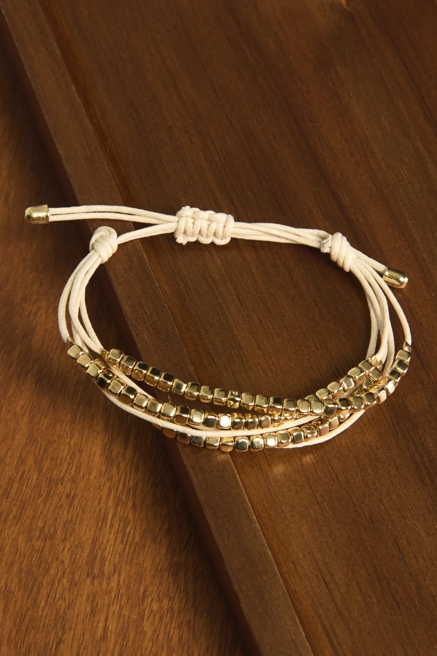 Multi Layered Beaded Pull-Tie Bracelet, image 2