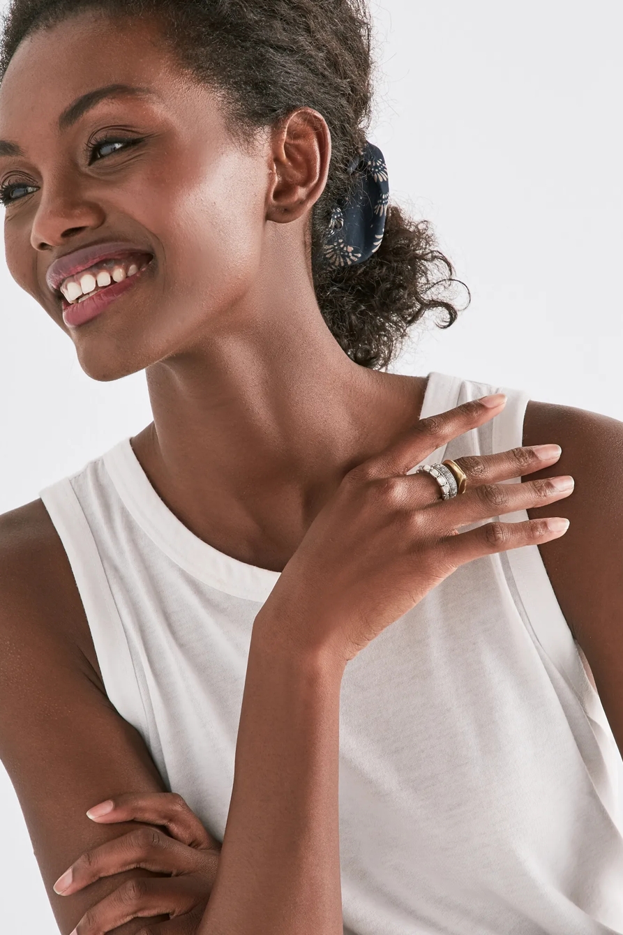 GOLD MOTHER OF PEARL STACK RING, image 2