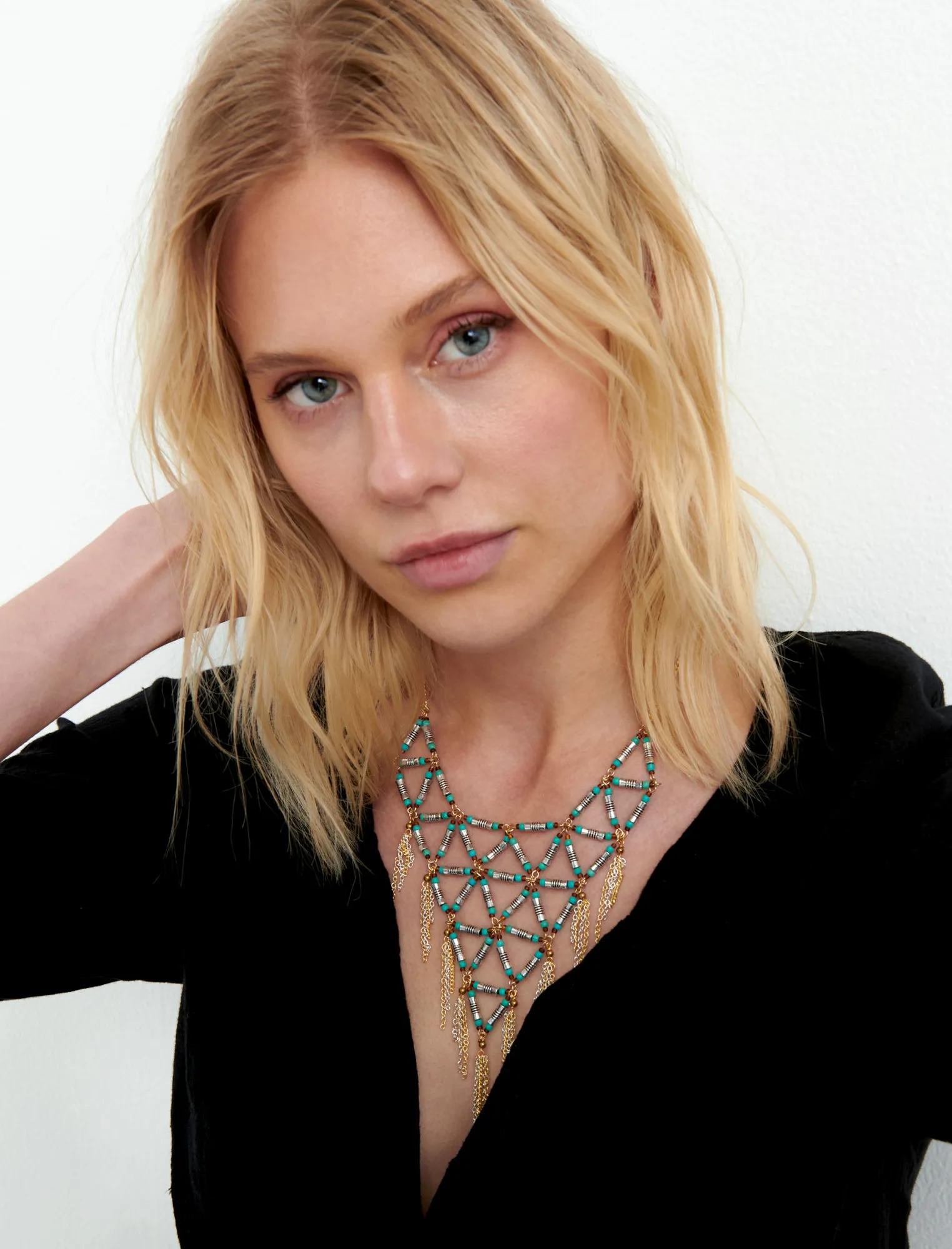 Turquoise Statement Collar Necklace, image 2