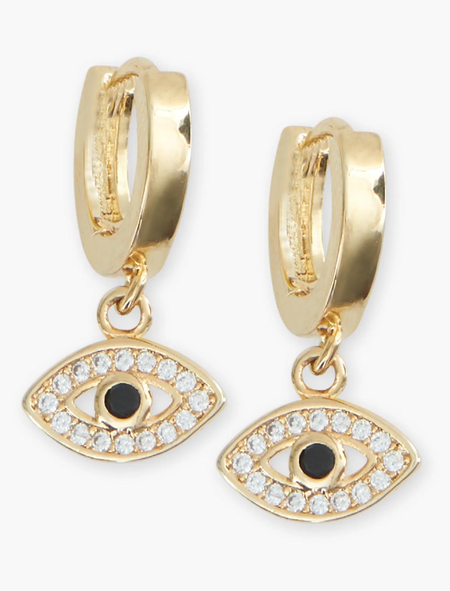 Pave Evil Eye Earrings, image 1