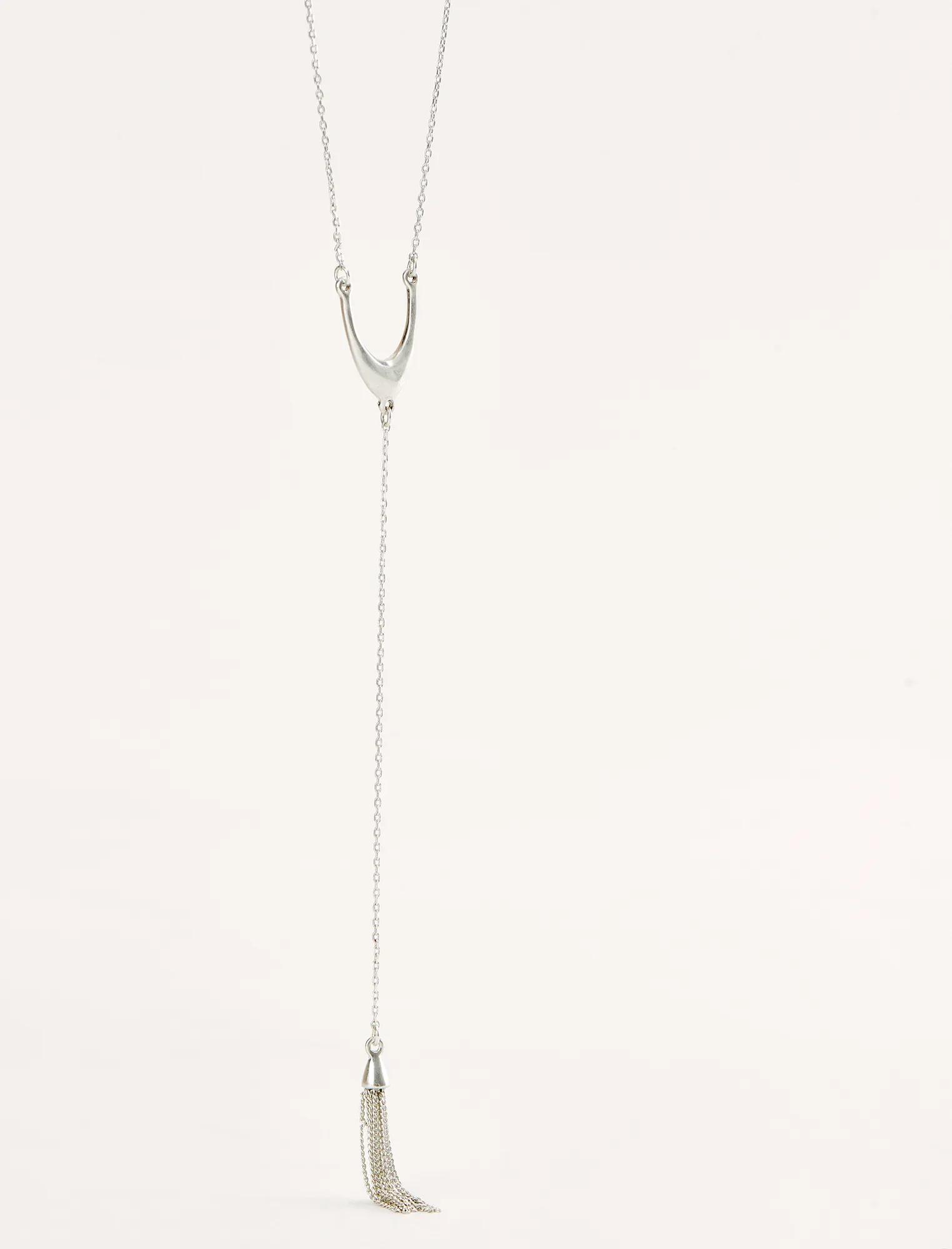 SILVER TASSLE Y NECKLACE, image 2
