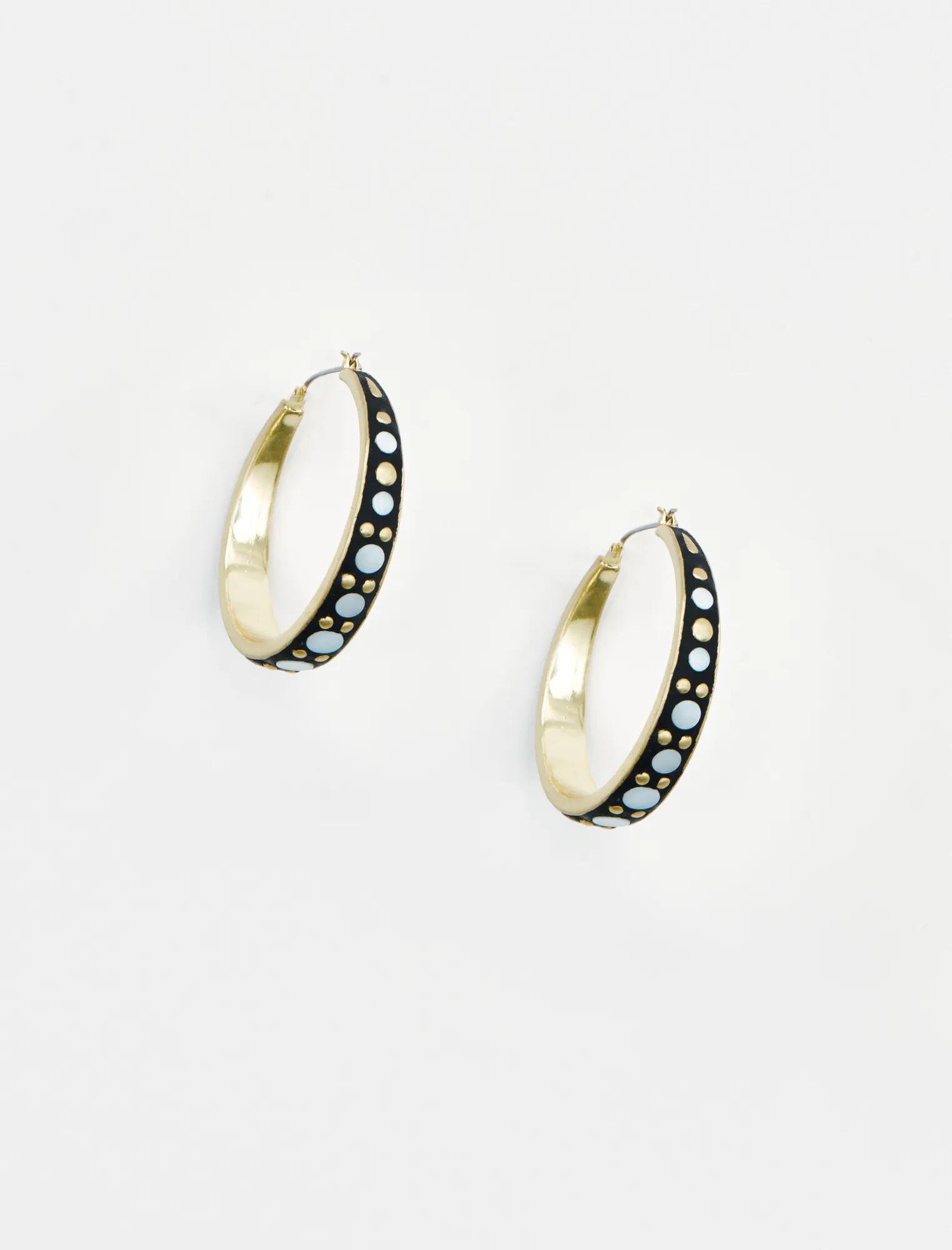 GOLD AND MOTHER OF PEARL INLAY HOOPS, image 1