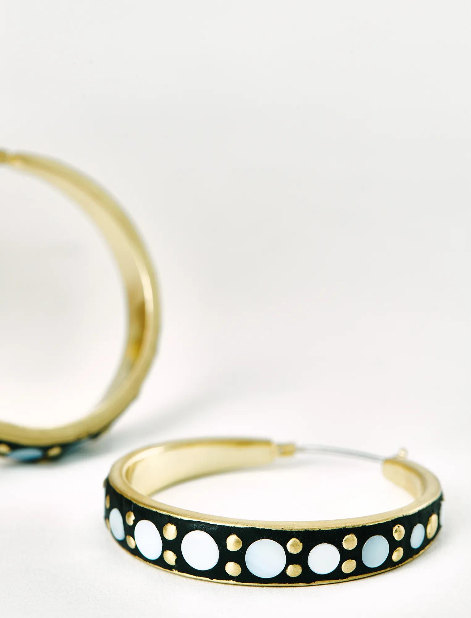 GOLD AND MOTHER OF PEARL INLAY HOOPS, image 2