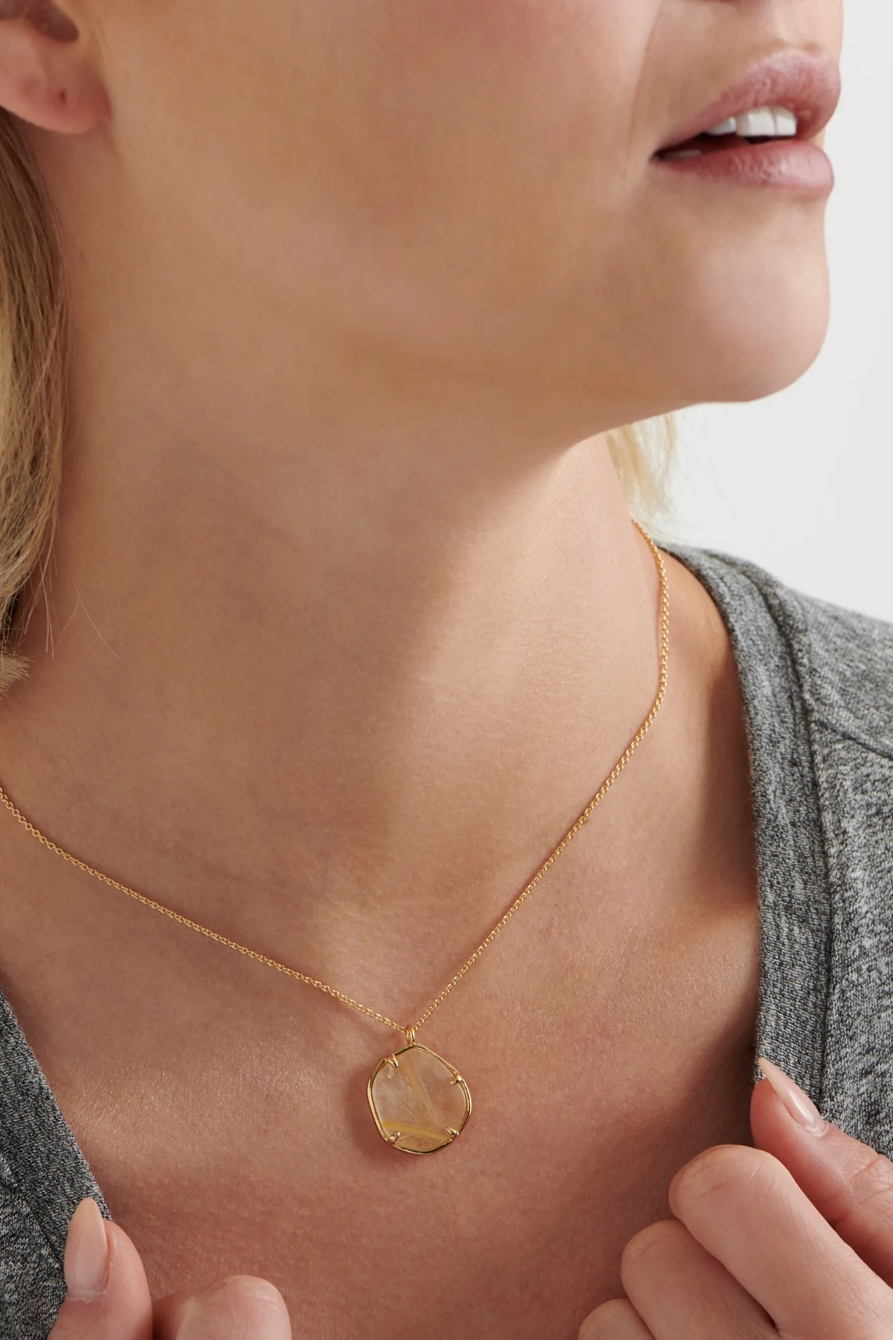 Gold Rutilated Quartz Pendant Necklace, image 2
