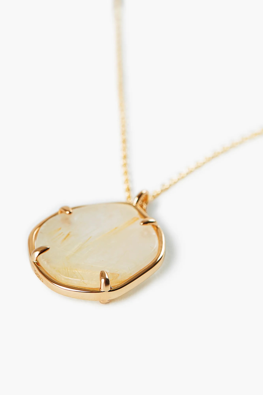 Gold Rutilated Quartz Pendant Necklace, image 3