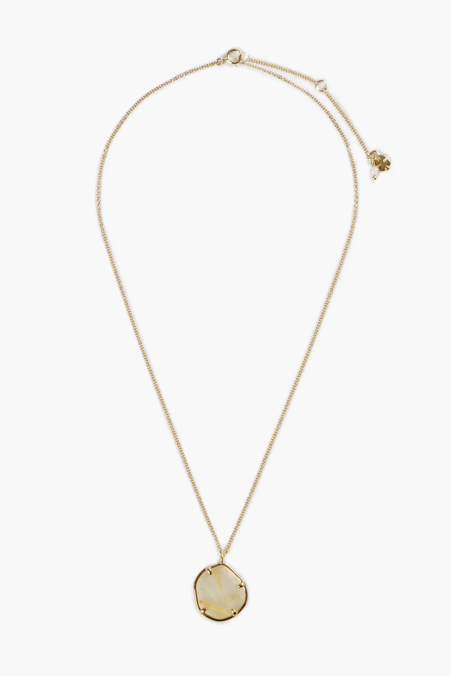 Gold Rutilated Quartz Pendant Necklace, image 5