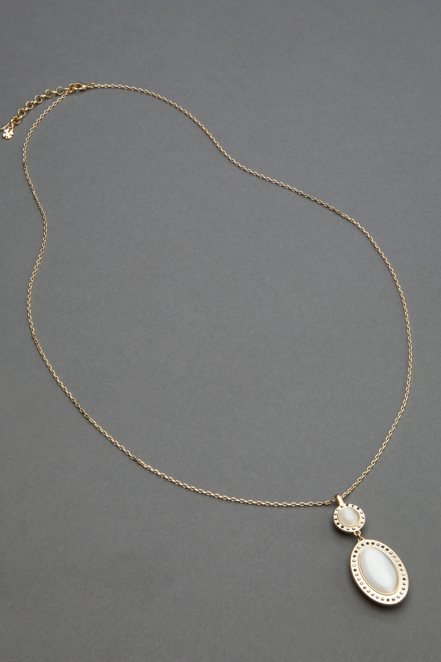 REVERSIBLE PAVE SET STONE PENDANT NECKLACE, image 2
