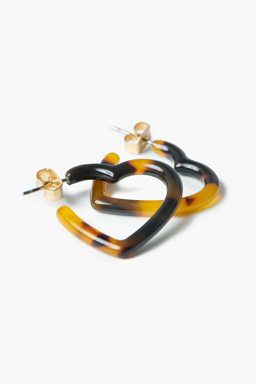 TORTOISE HEART HOOP EARRINGS, image 2